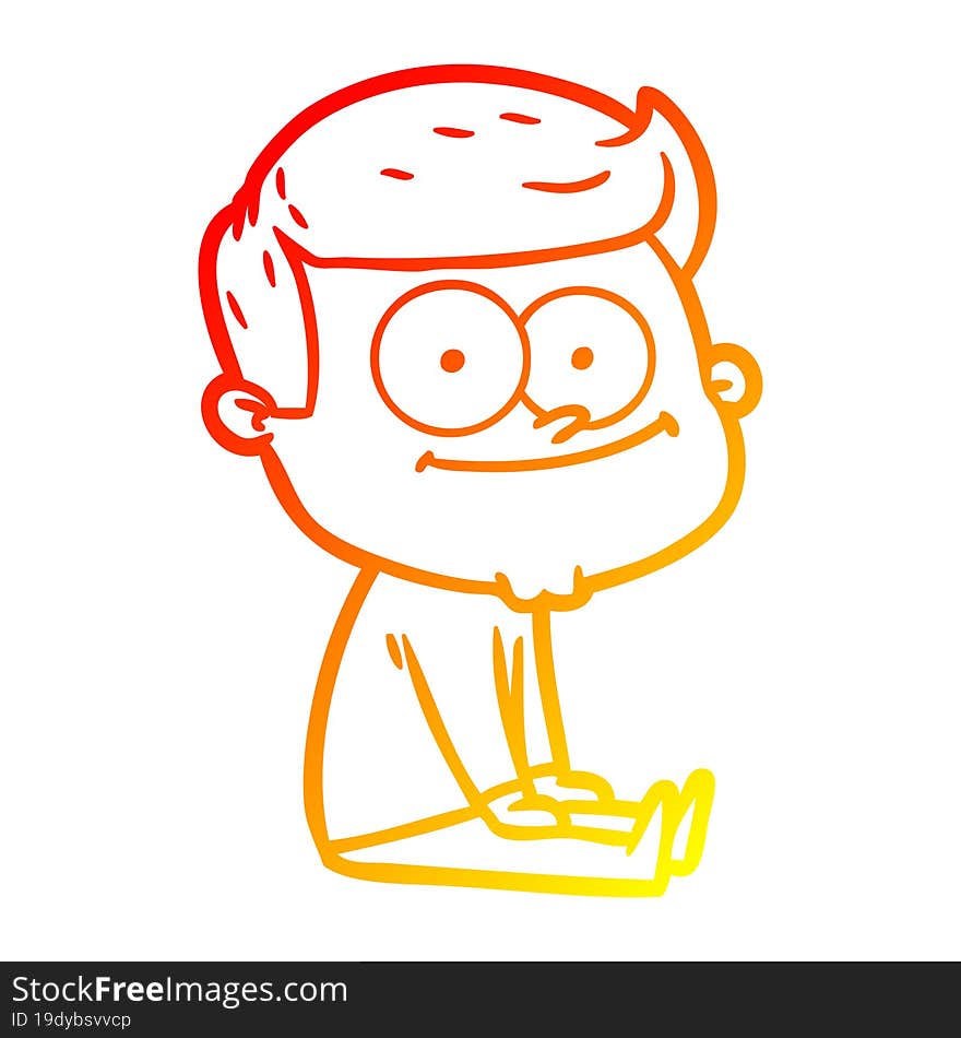 warm gradient line drawing cartoon happy man sitting