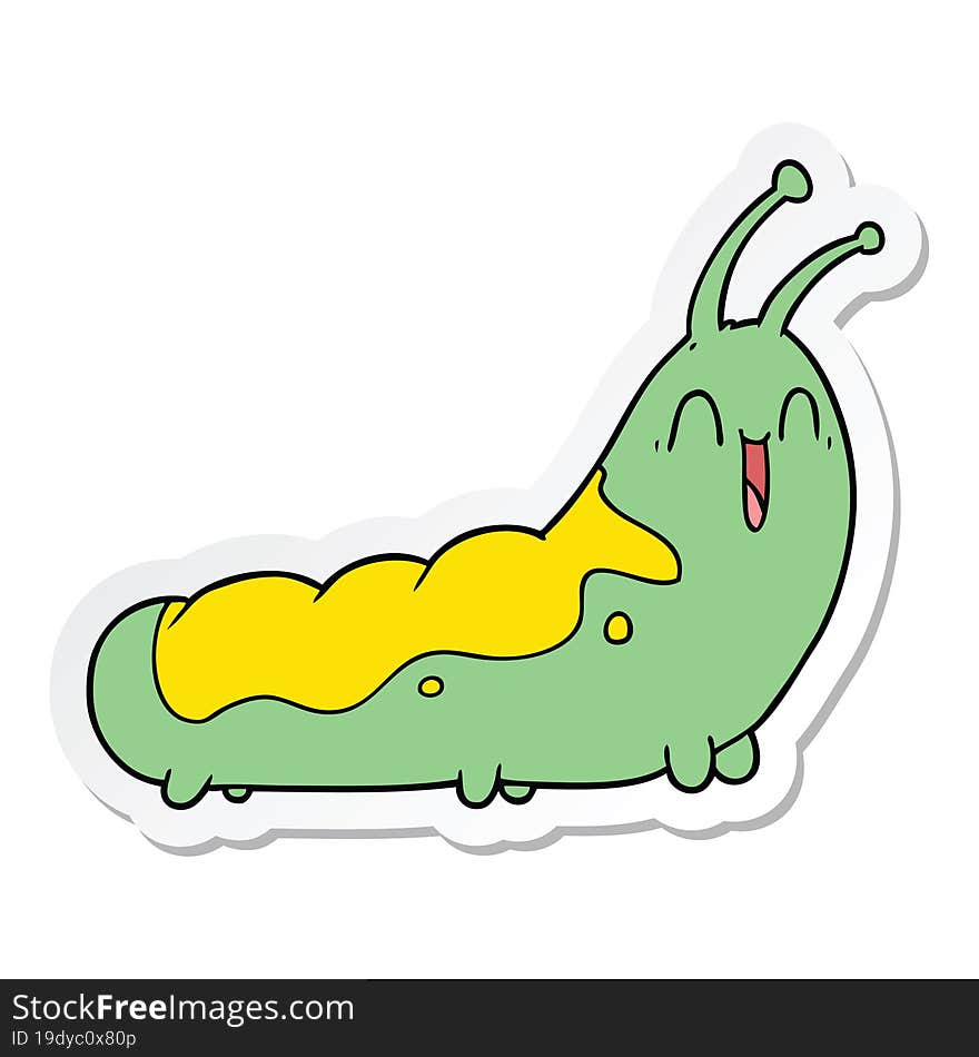 sticker of a funny cartoon caterpillar