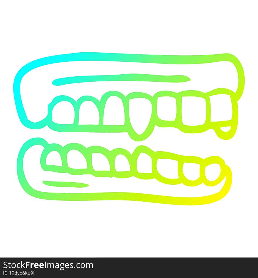 cold gradient line drawing cartoon false teeth