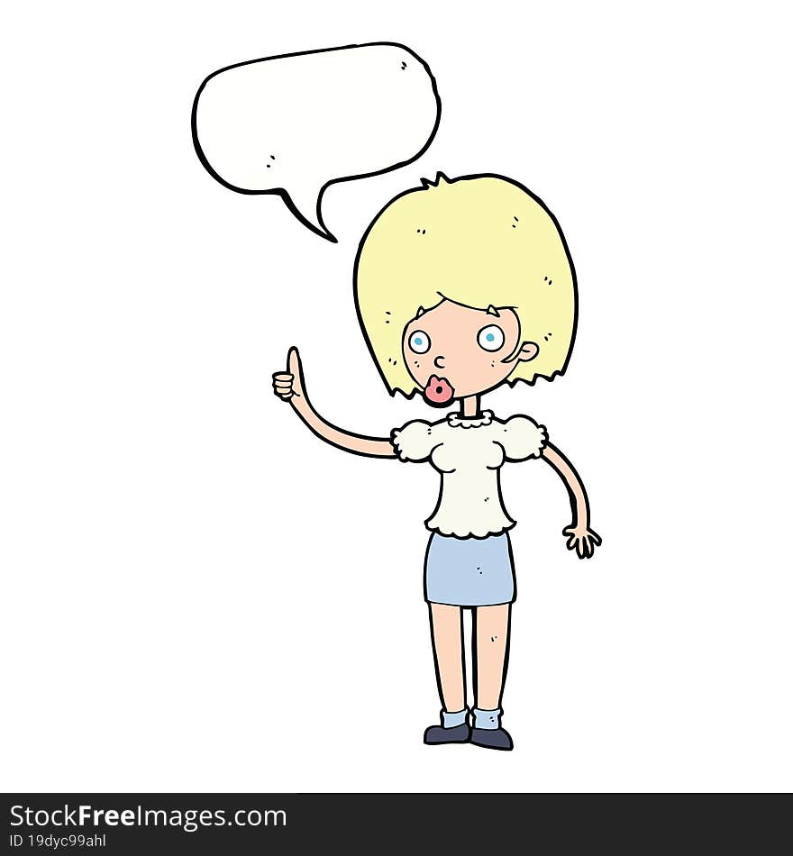 cartoon woman with idea with speech bubble