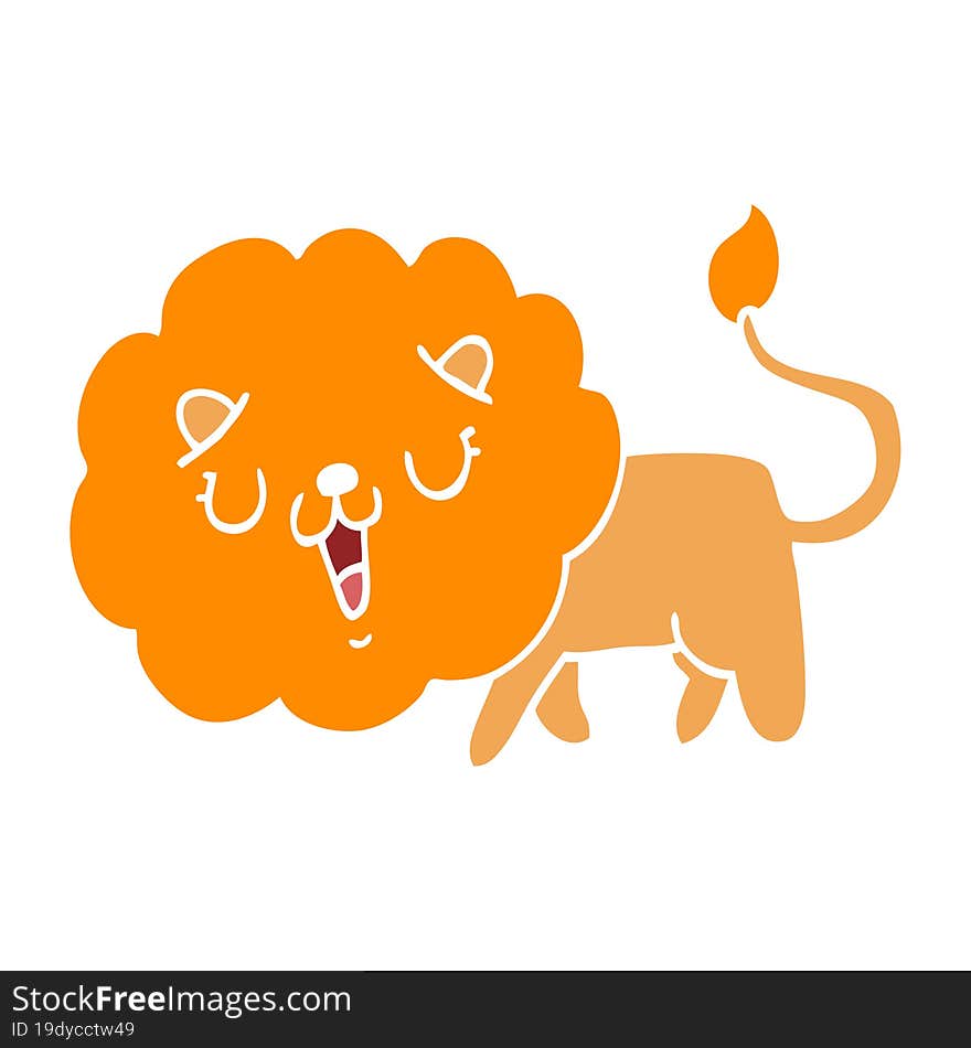 cute flat color style cartoon lion