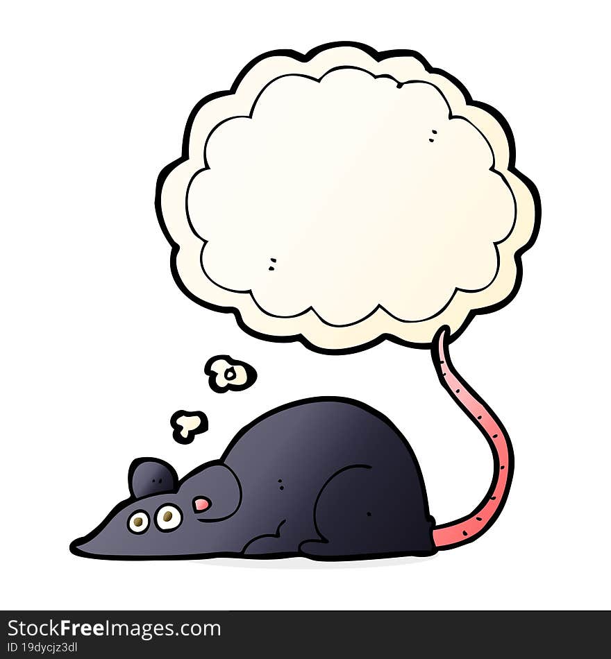 cartoon black rat with thought bubble