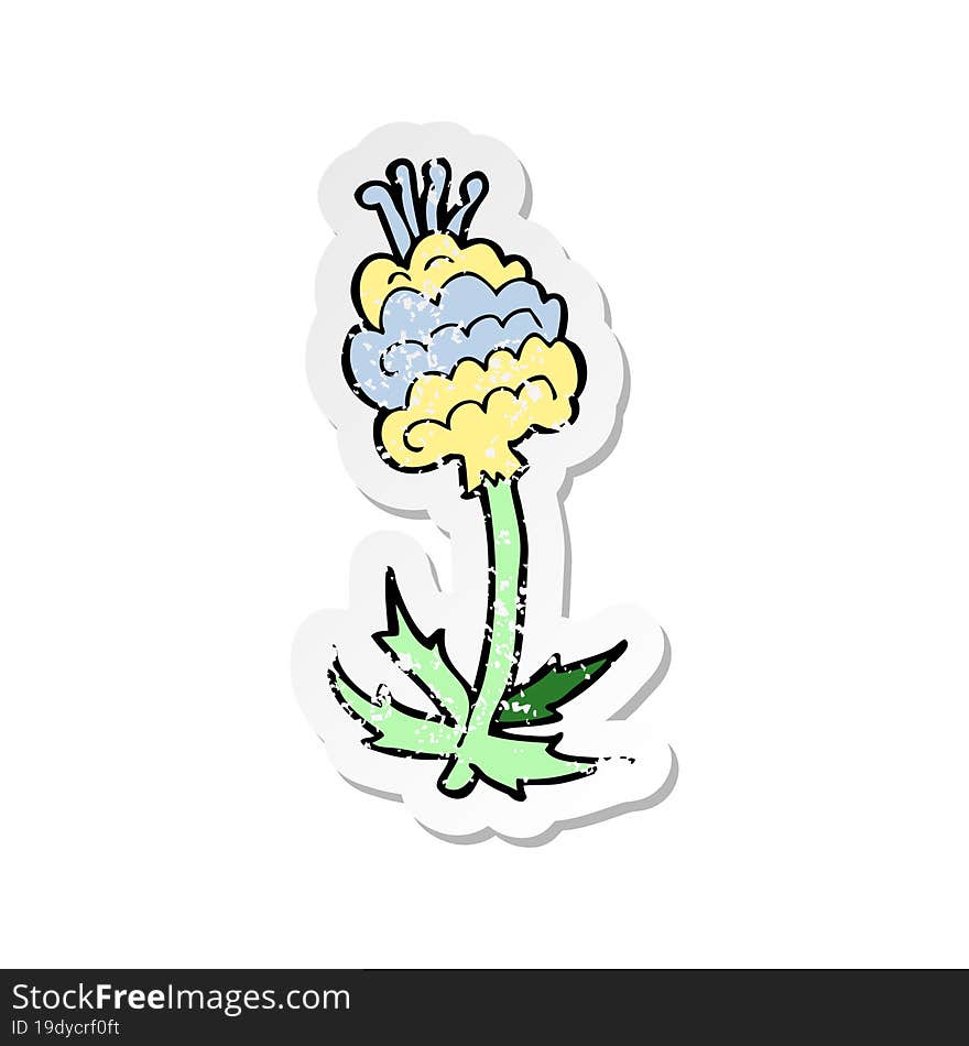 Retro Distressed Sticker Of A Cartoon Flower