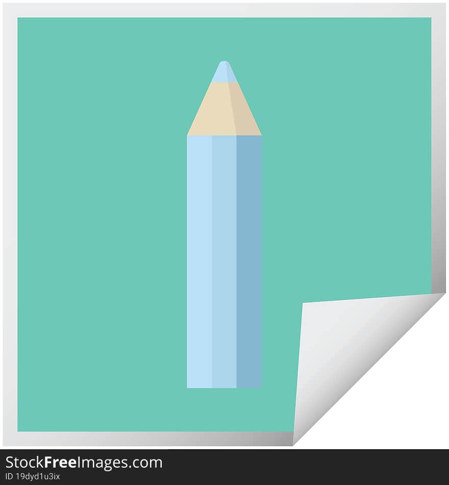 blue coloring pencil graphic vector illustration square sticker. blue coloring pencil graphic vector illustration square sticker