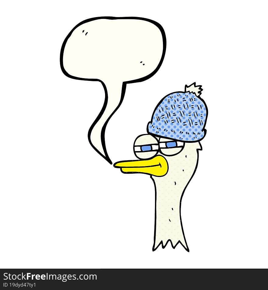 comic book speech bubble cartoon bird wearing hat