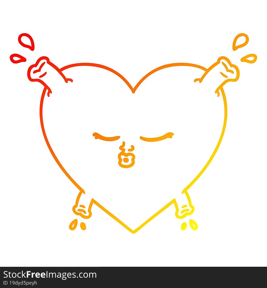 warm gradient line drawing of a cartoon heart