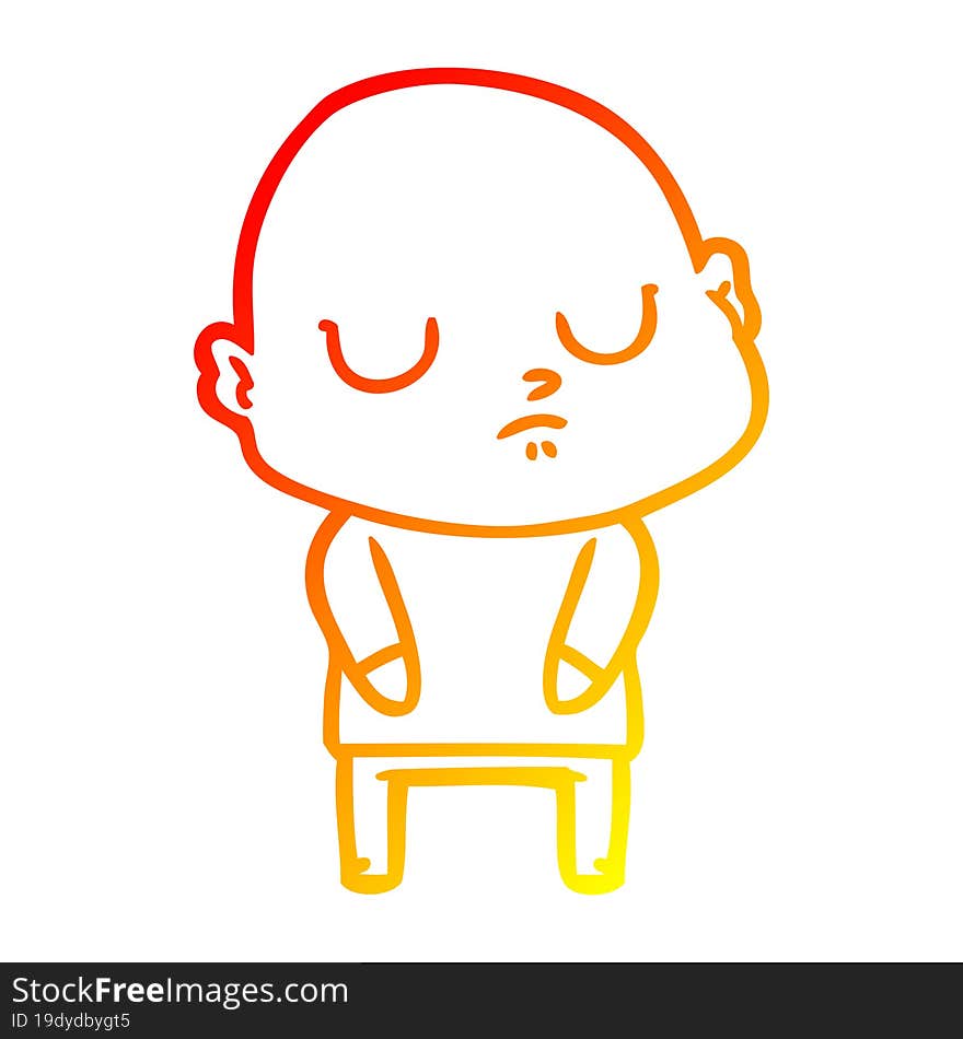 warm gradient line drawing of a cartoon bald man