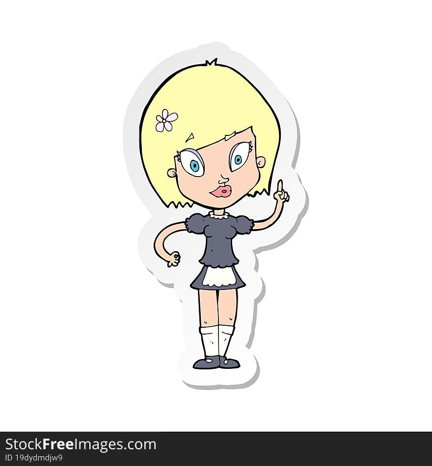 Sticker Of A Cartoon Pretty Maid