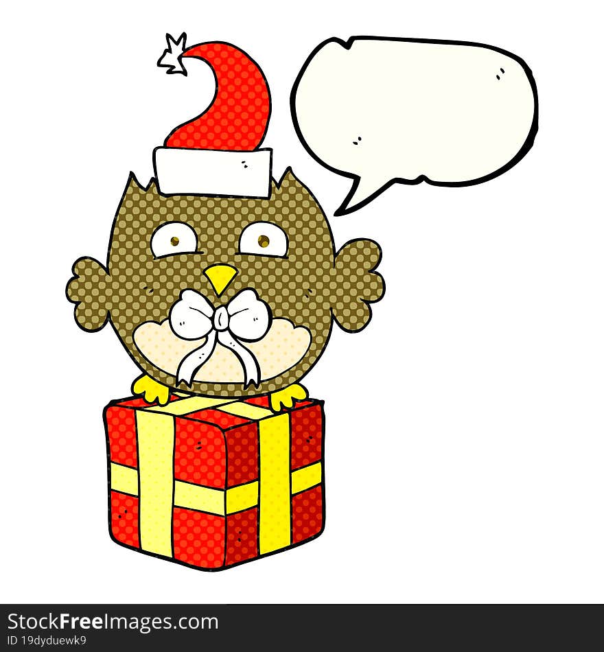 Comic Book Speech Bubble Cartoon Christmas Owl