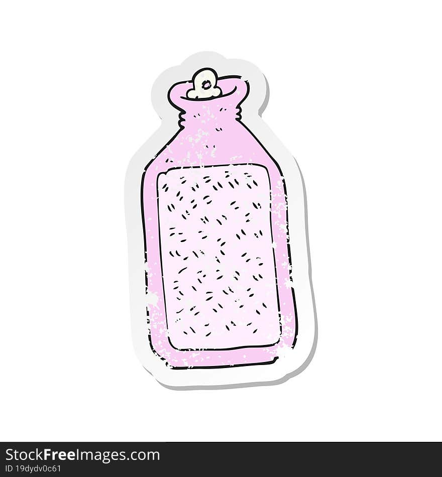 retro distressed sticker of a cartoon hot water bottle