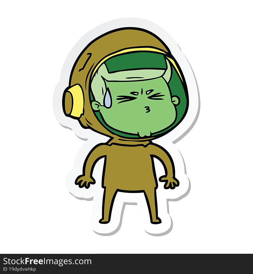 sticker of a cartoon stressed astronaut