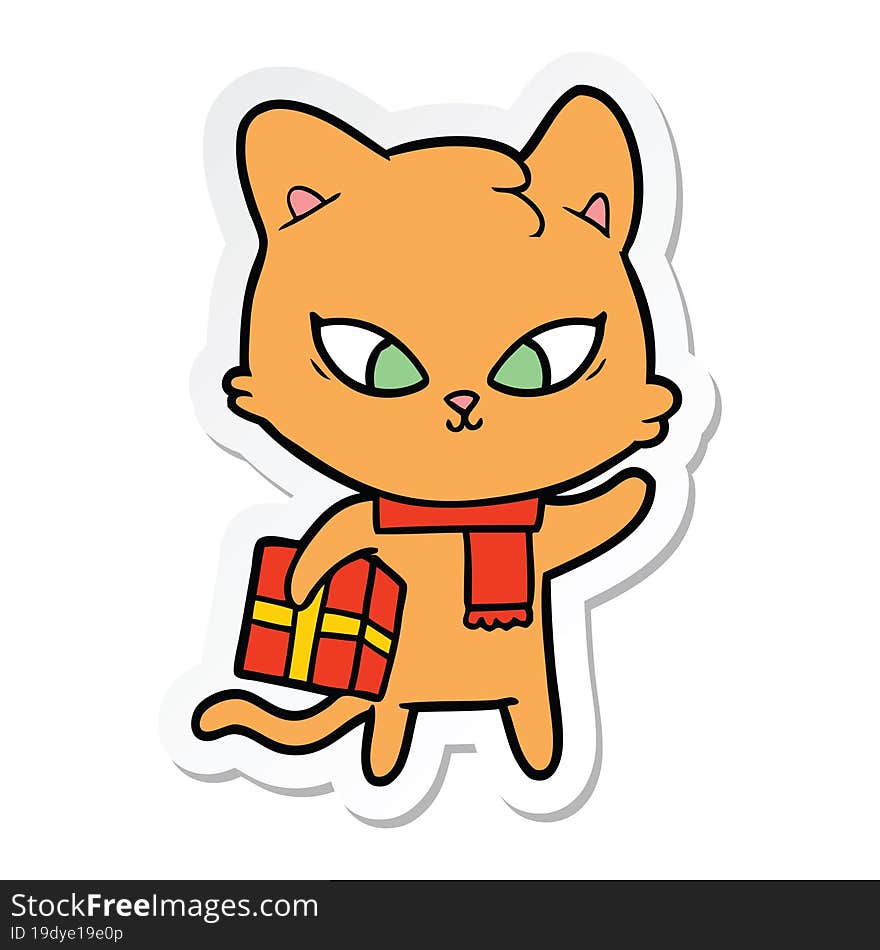 sticker of a cute cartoon cat