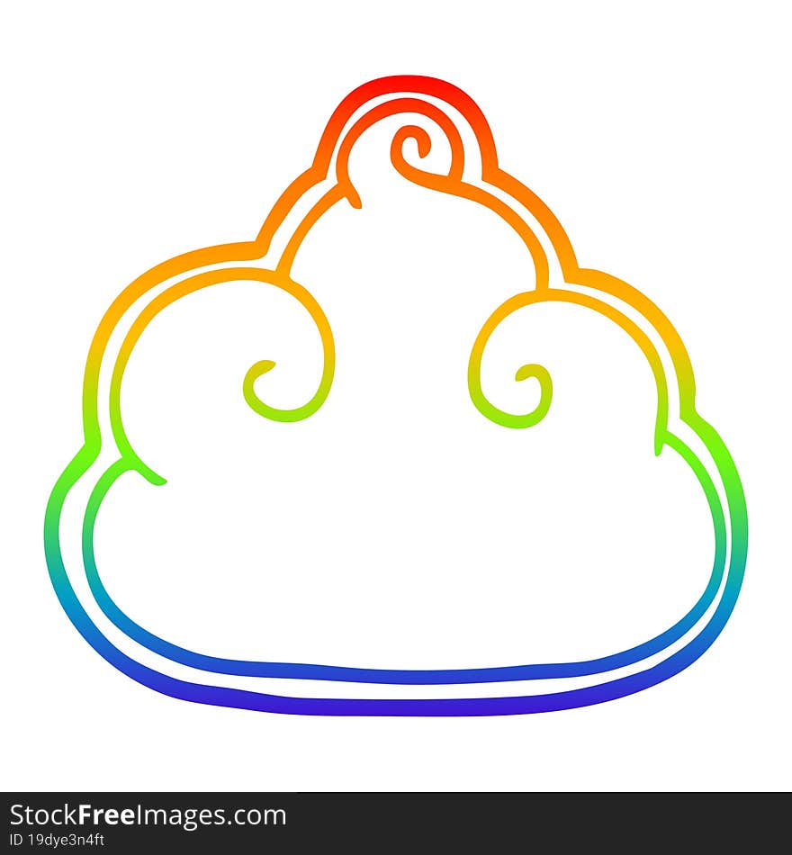 Rainbow Gradient Line Drawing Cartoon Storm Cloud