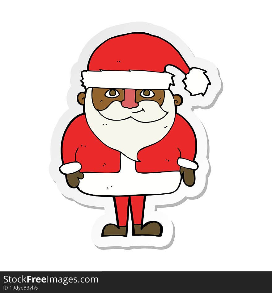 sticker of a cartoon happy santa claus