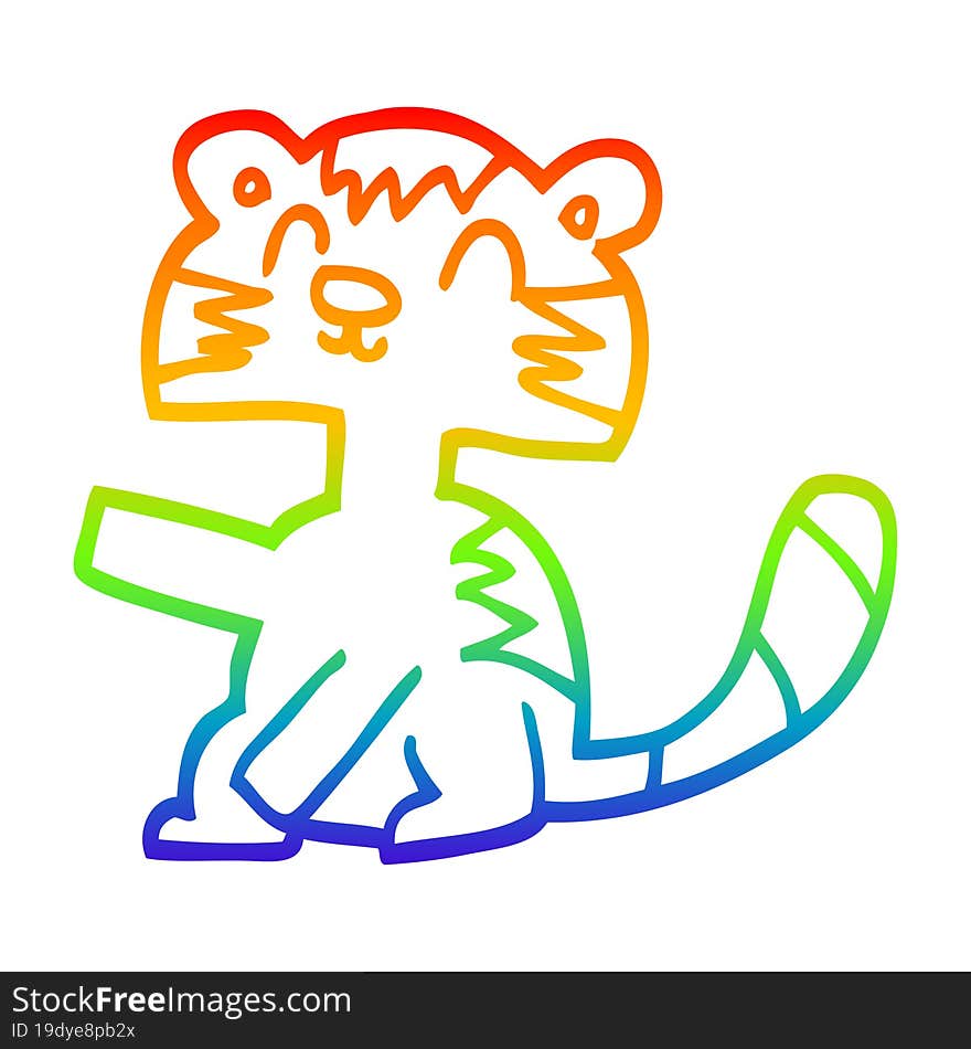 rainbow gradient line drawing funny cartoon cat