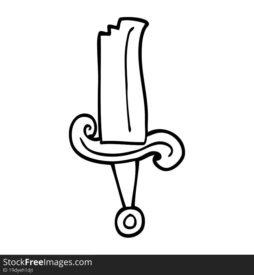 line drawing cartoon jeweled sword