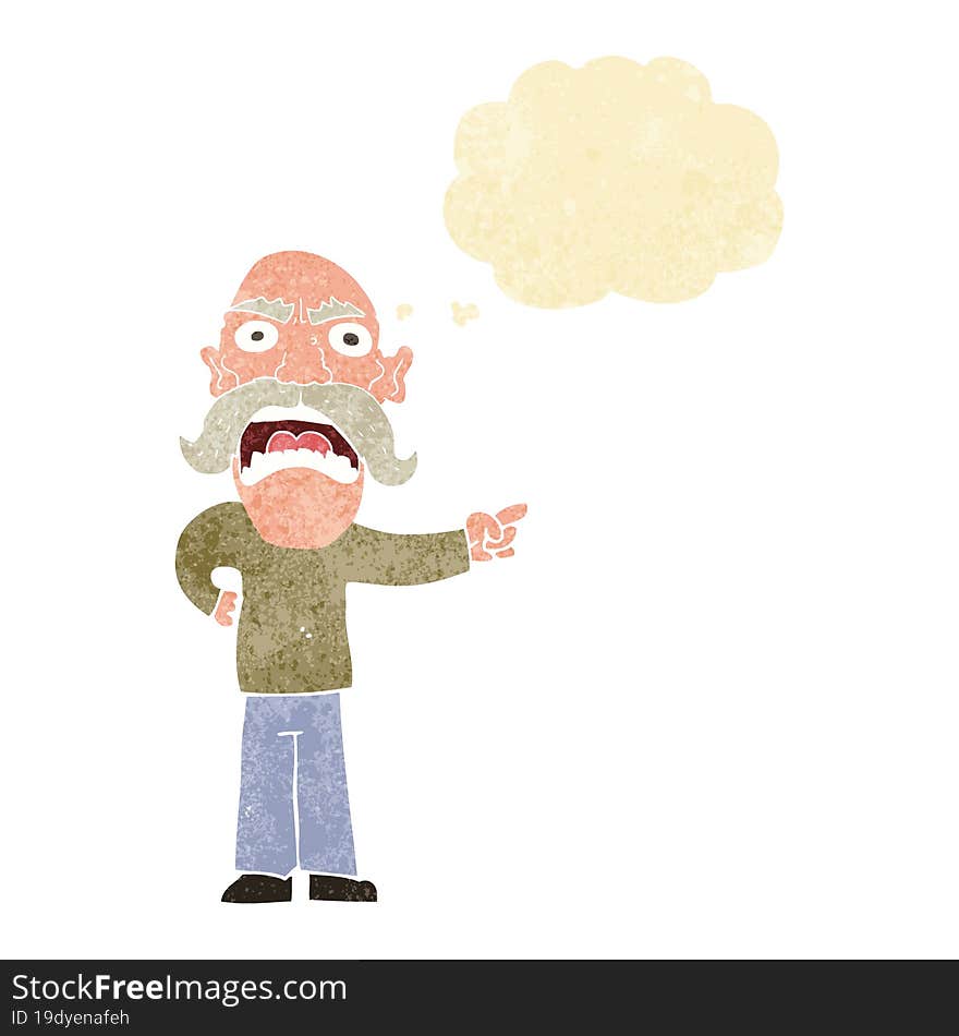 Cartoon Angry Old Man With Thought Bubble