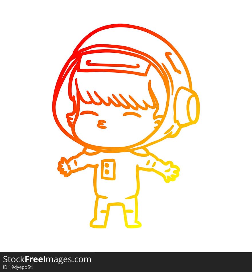 warm gradient line drawing cartoon curious astronaut