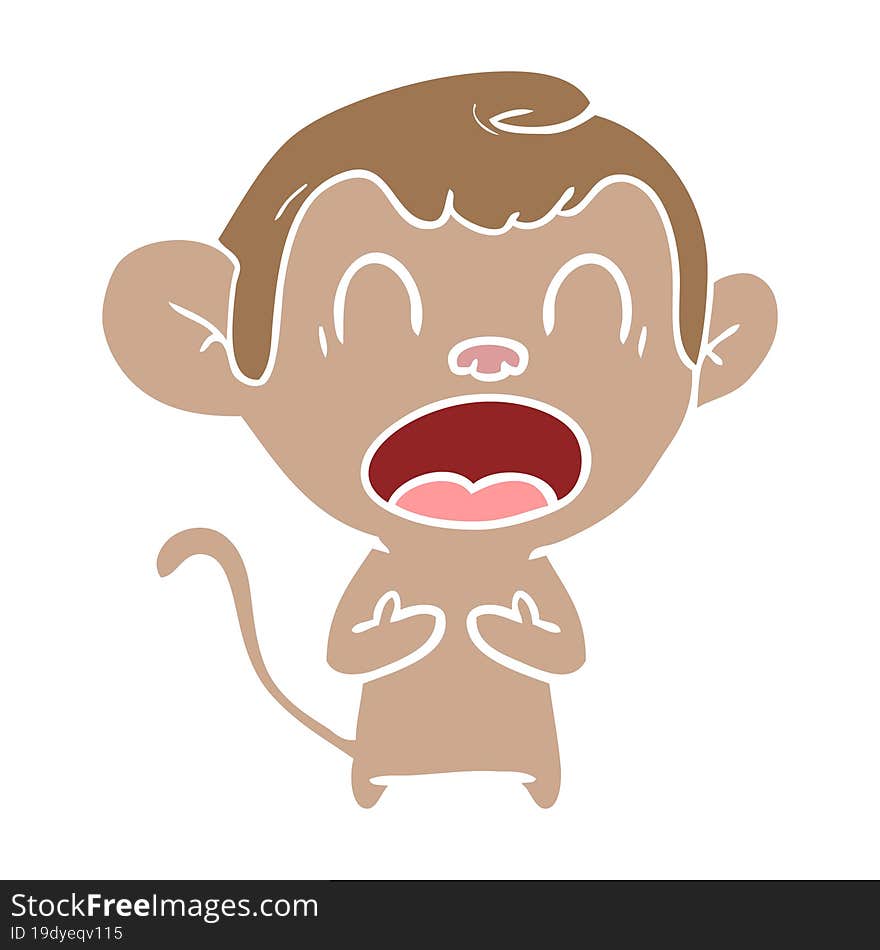 shouting flat color style cartoon monkey