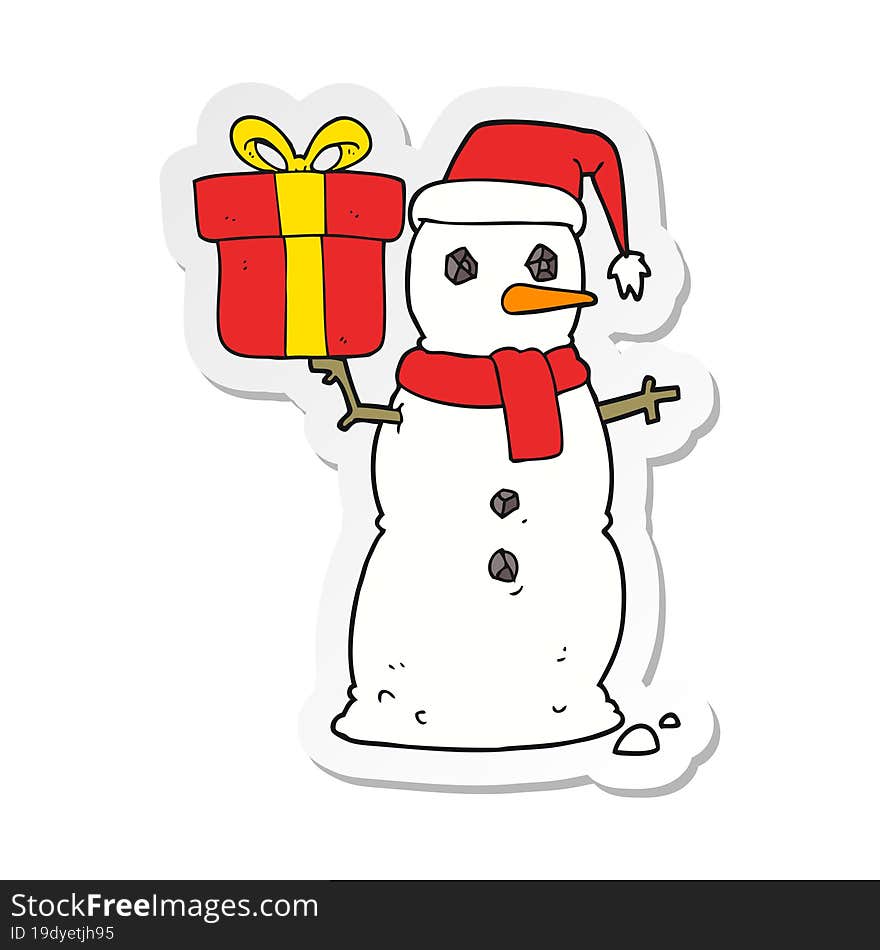 sticker of a cartoon snowman