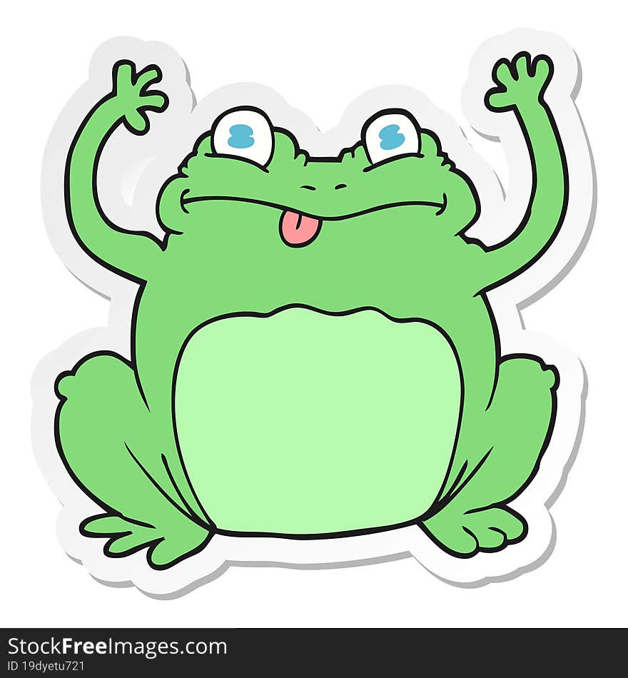 Sticker Of A Cartoon Funny Frog