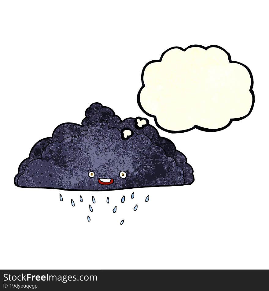 cartoon rain cloud with thought bubble