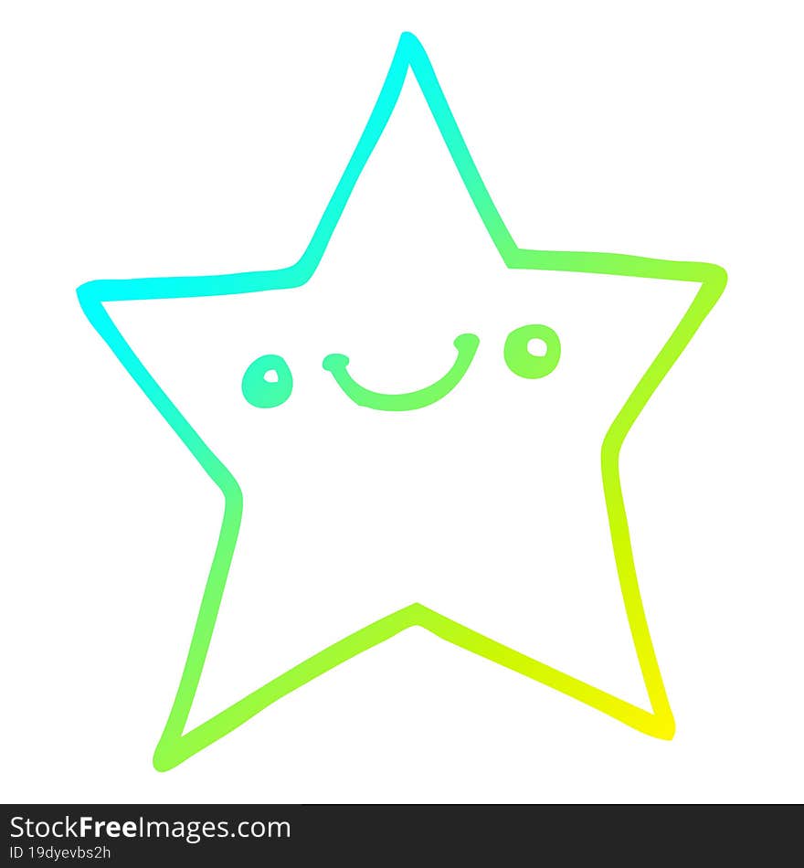 cold gradient line drawing happy cartoon star