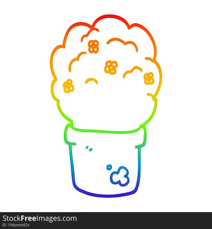 rainbow gradient line drawing cartoon shrub