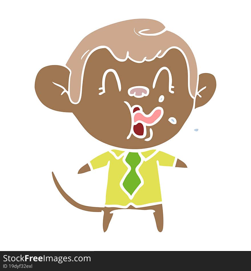 crazy flat color style cartoon business monkey