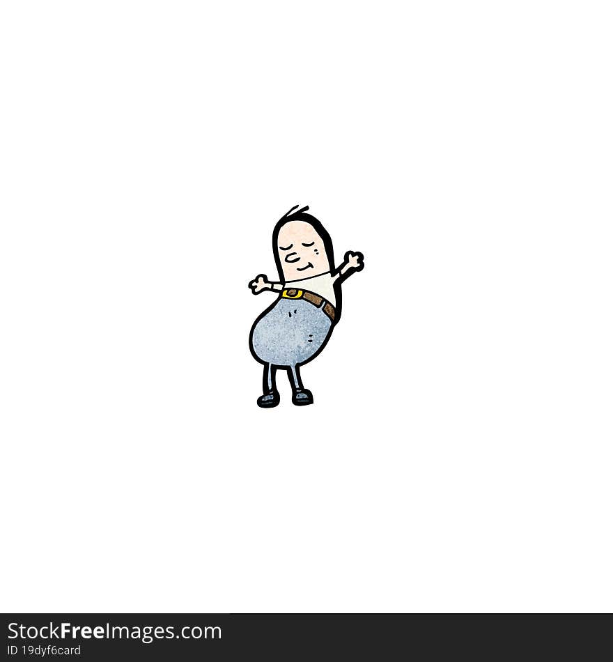 funny bulging bean shaped man cartoon