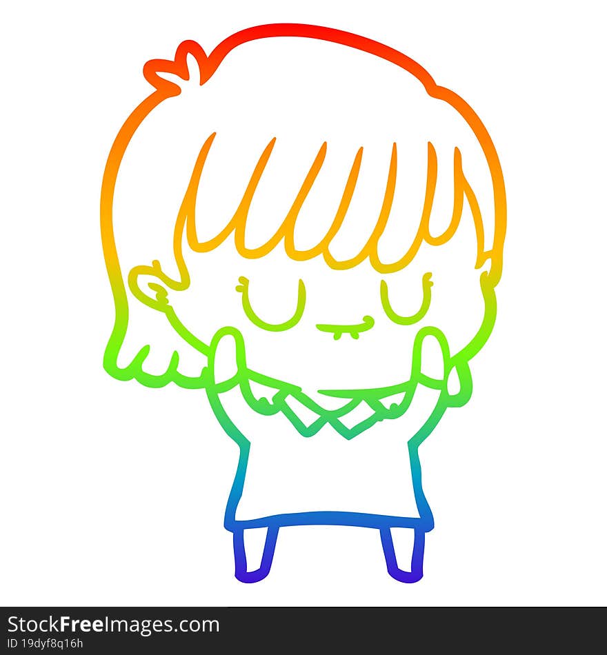 rainbow gradient line drawing of a cartoon woman