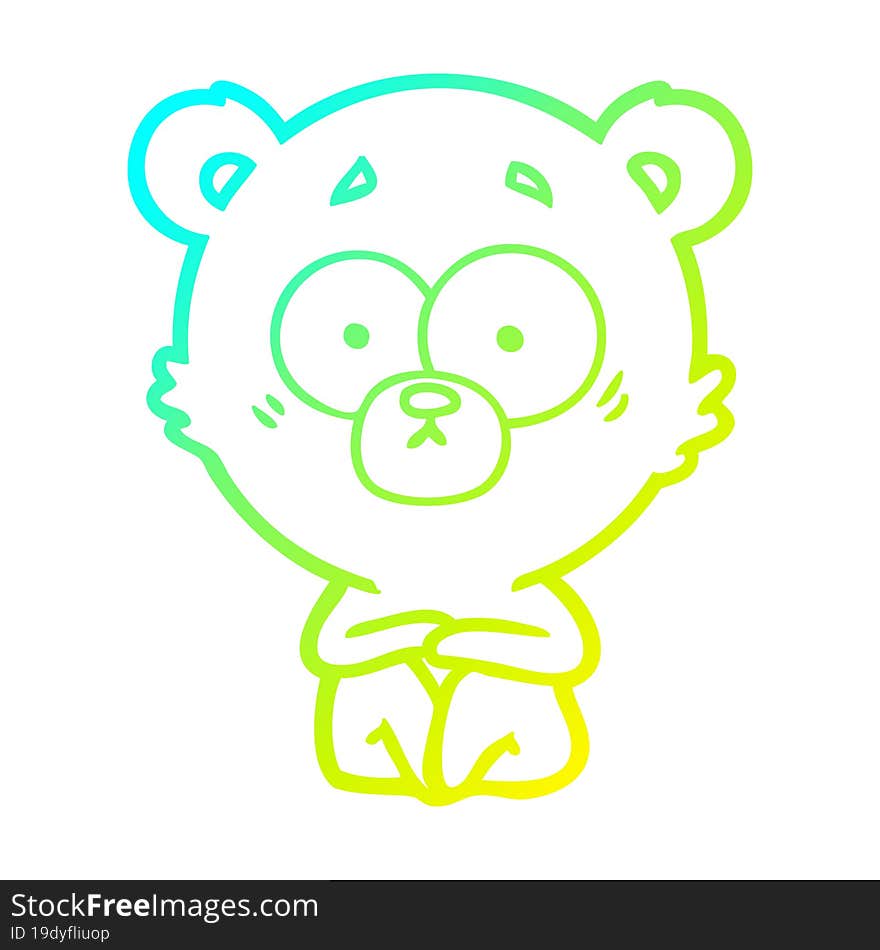 cold gradient line drawing surprised polar bear cartoon