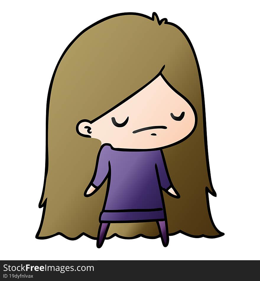 gradient cartoon illustration of a cute kawaii girl. gradient cartoon illustration of a cute kawaii girl