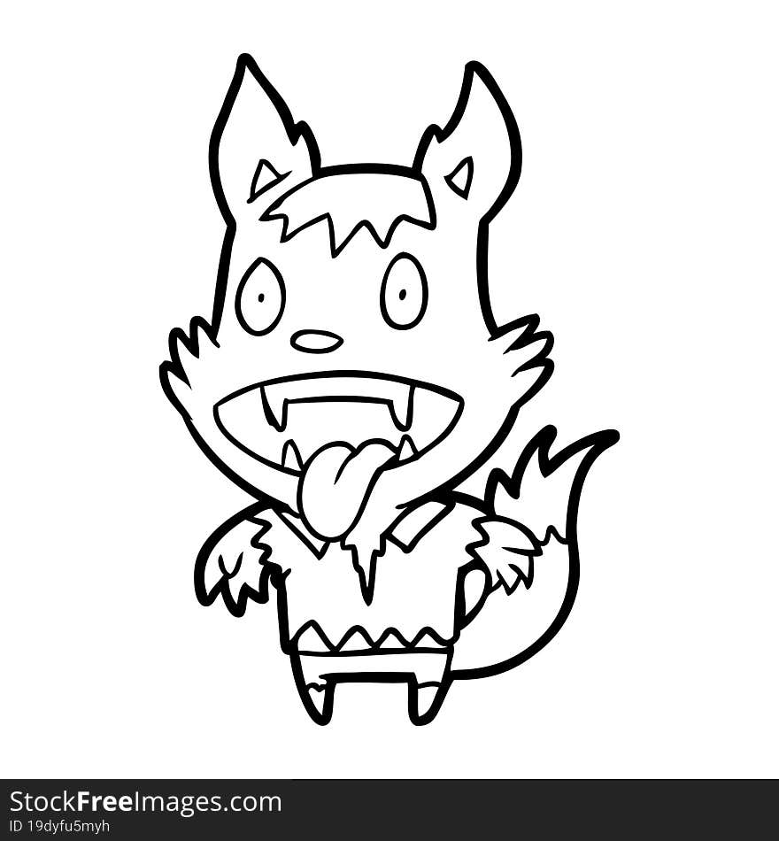 line drawing of a halloween werewolf. line drawing of a halloween werewolf