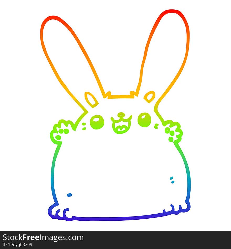 rainbow gradient line drawing of a cartoon rabbit