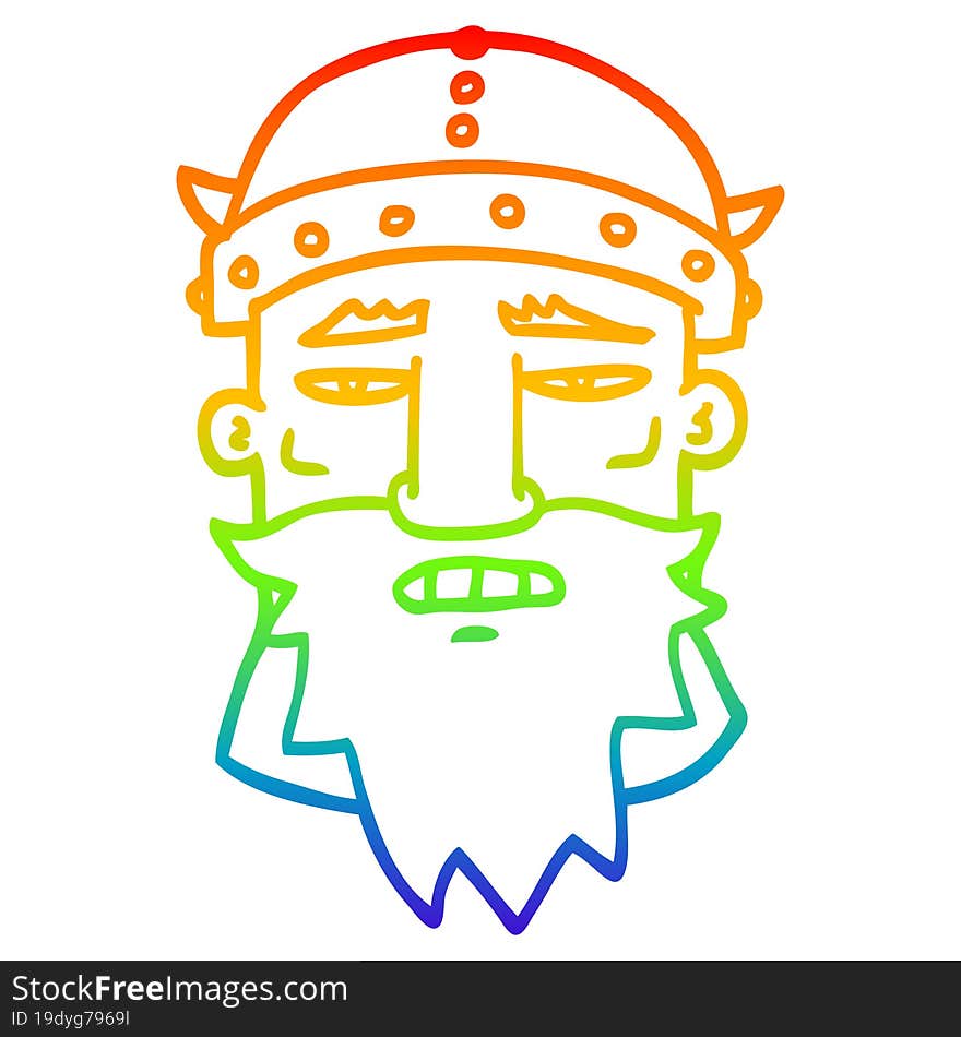 rainbow gradient line drawing cartoon angry warrior