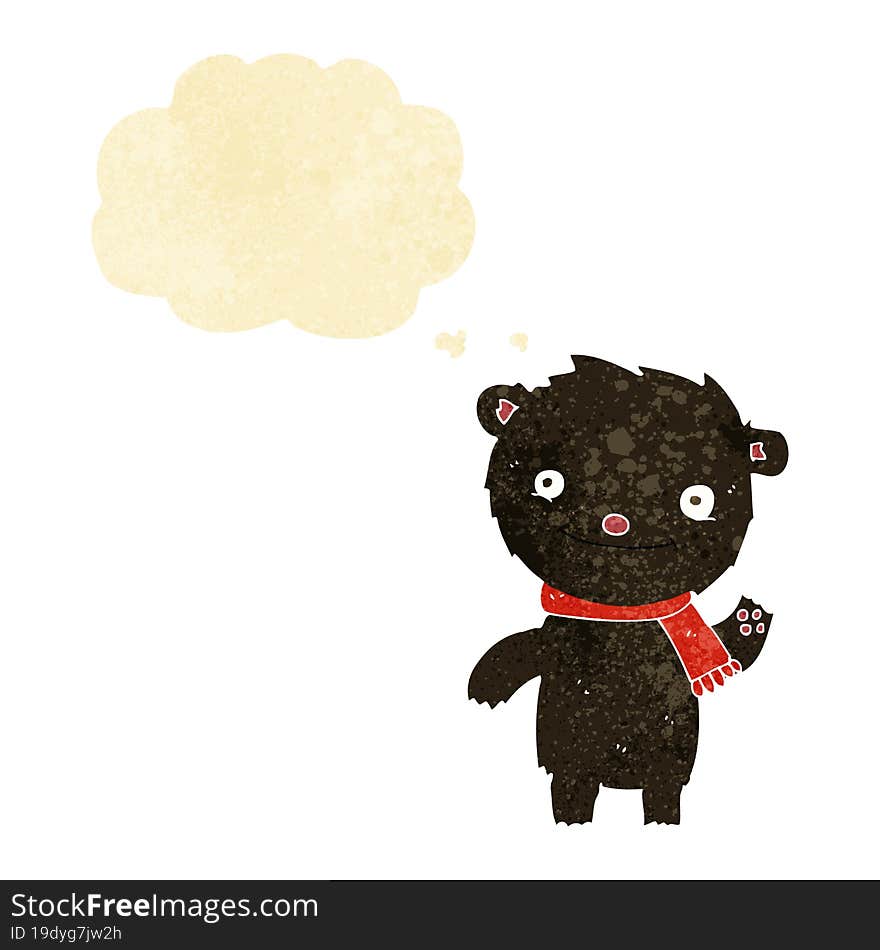 Cartoon Cute Black Bear With Thought Bubble