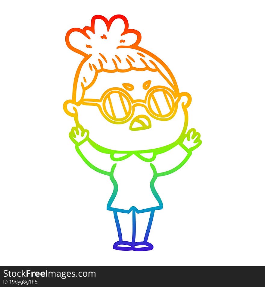 rainbow gradient line drawing cartoon annoyed woman