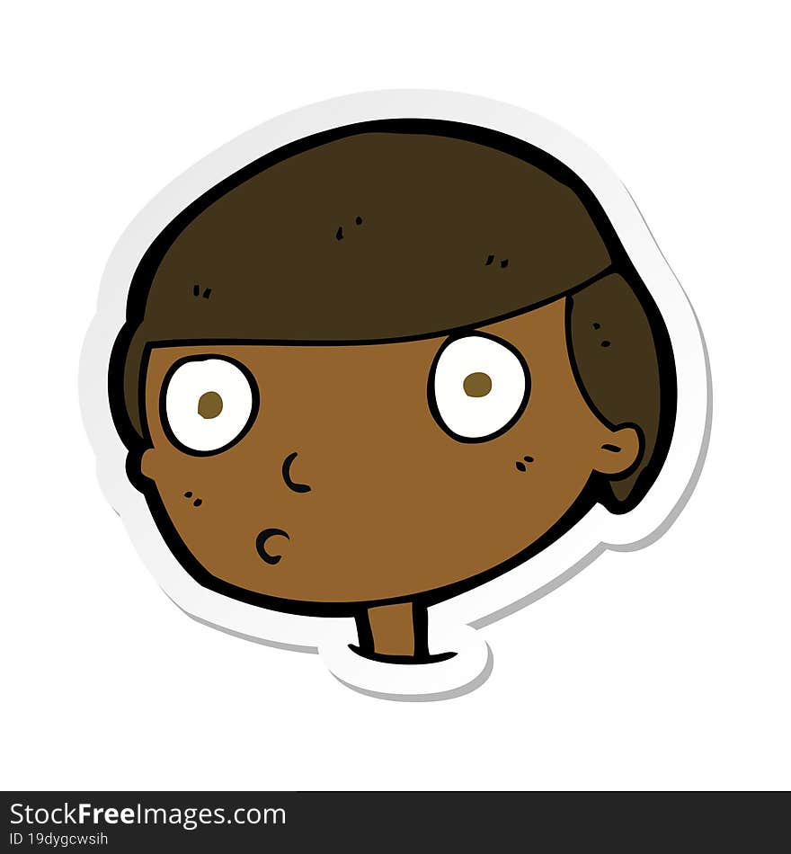 sticker of a cartoon boy staring