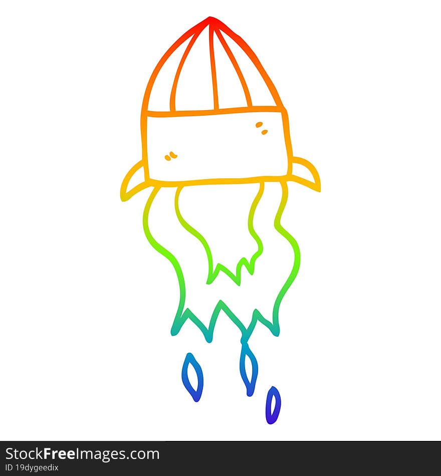 rainbow gradient line drawing cartoon rocket launch