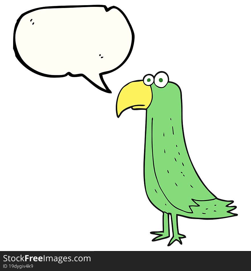 freehand drawn speech bubble cartoon parrot