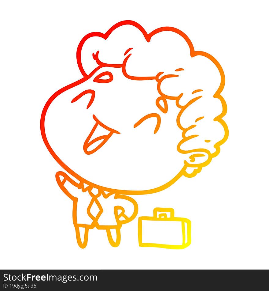 warm gradient line drawing cute cartoon businessman