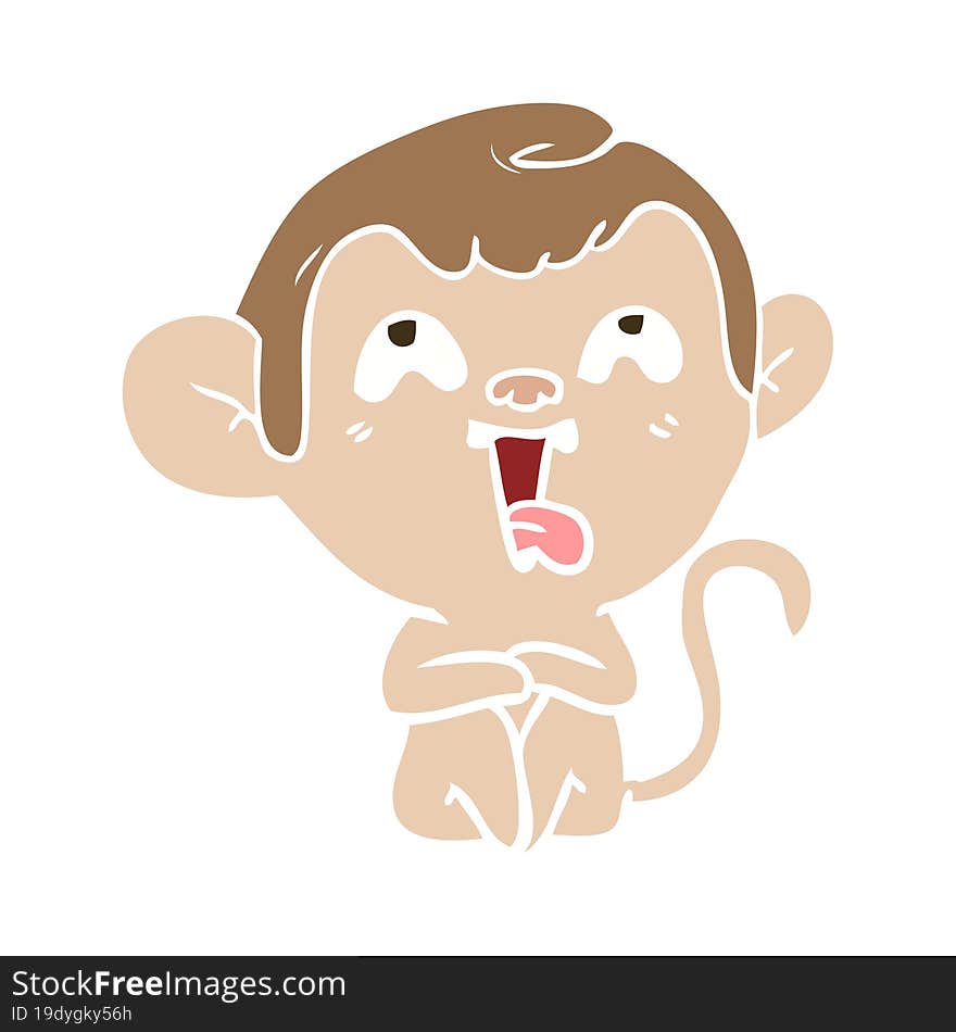 crazy flat color style cartoon monkey