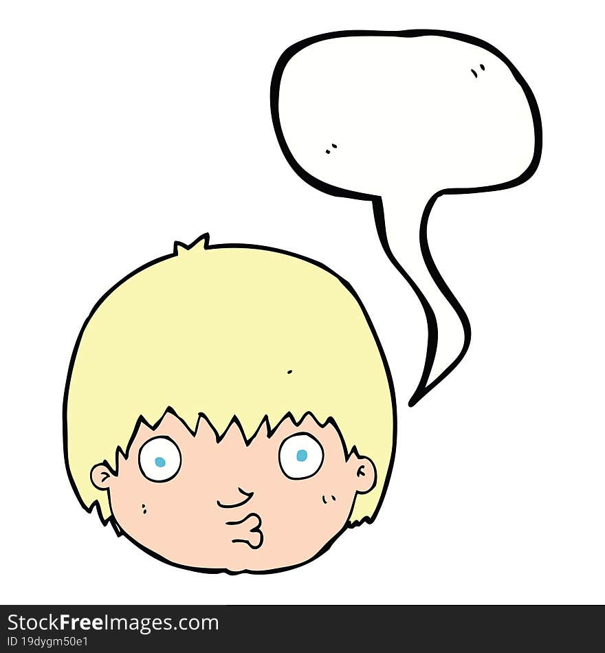 cartoon curious boy with speech bubble