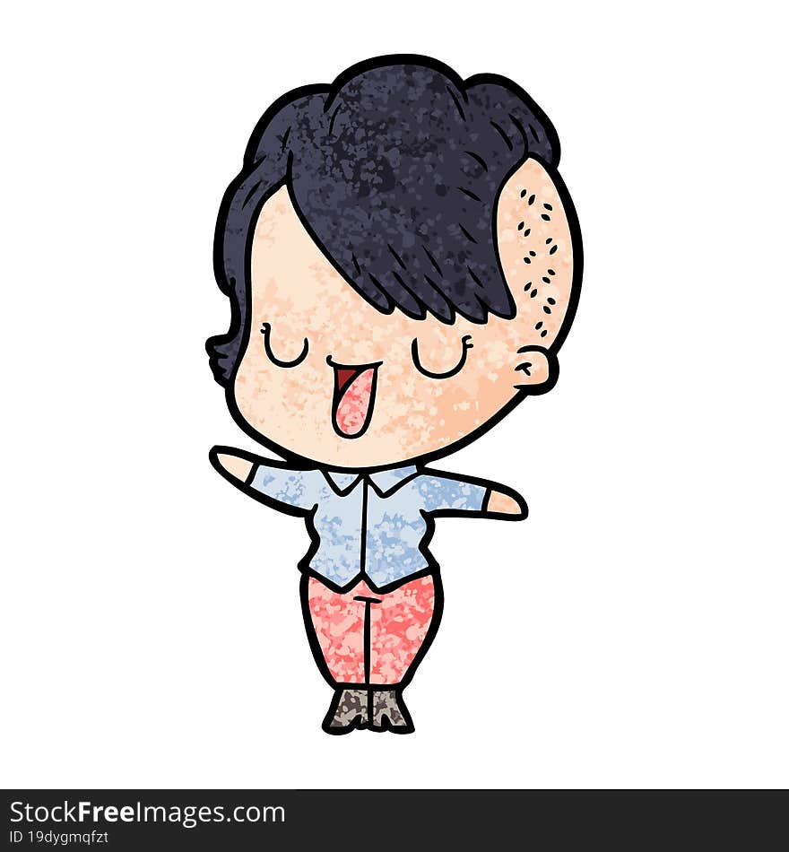 cute cartoon girl with hipster haircut. cute cartoon girl with hipster haircut