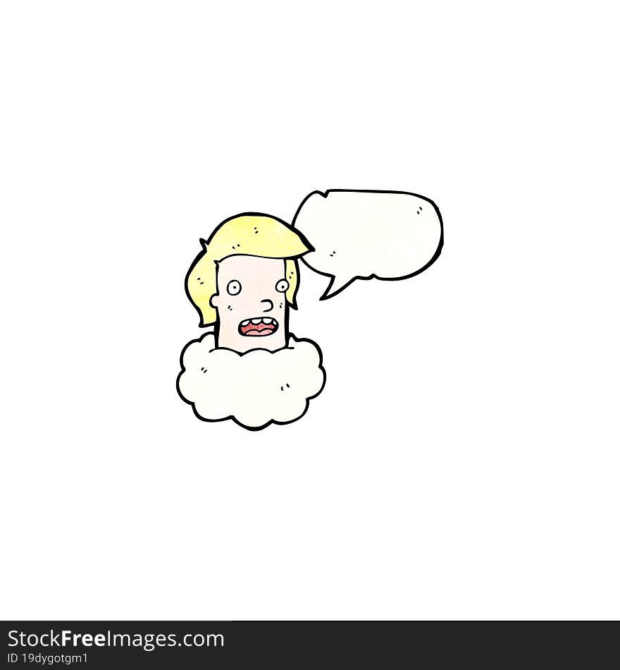 talking head in cloud cartoon