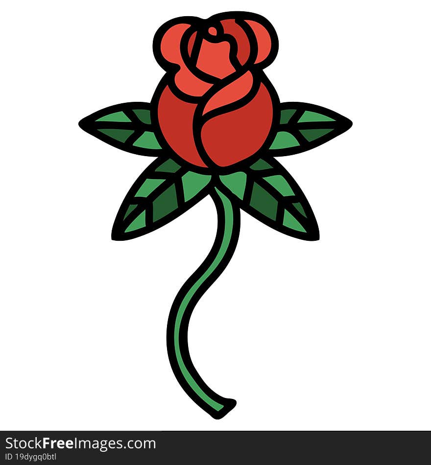 tattoo in traditional style of rose. tattoo in traditional style of rose