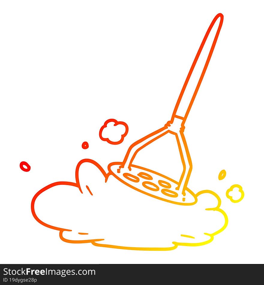 warm gradient line drawing of a cartoon potato masher