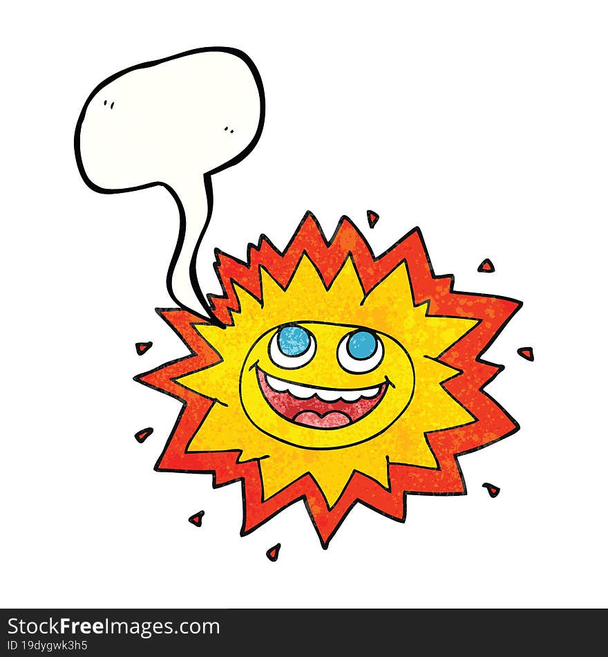 happy speech bubble textured cartoon sun