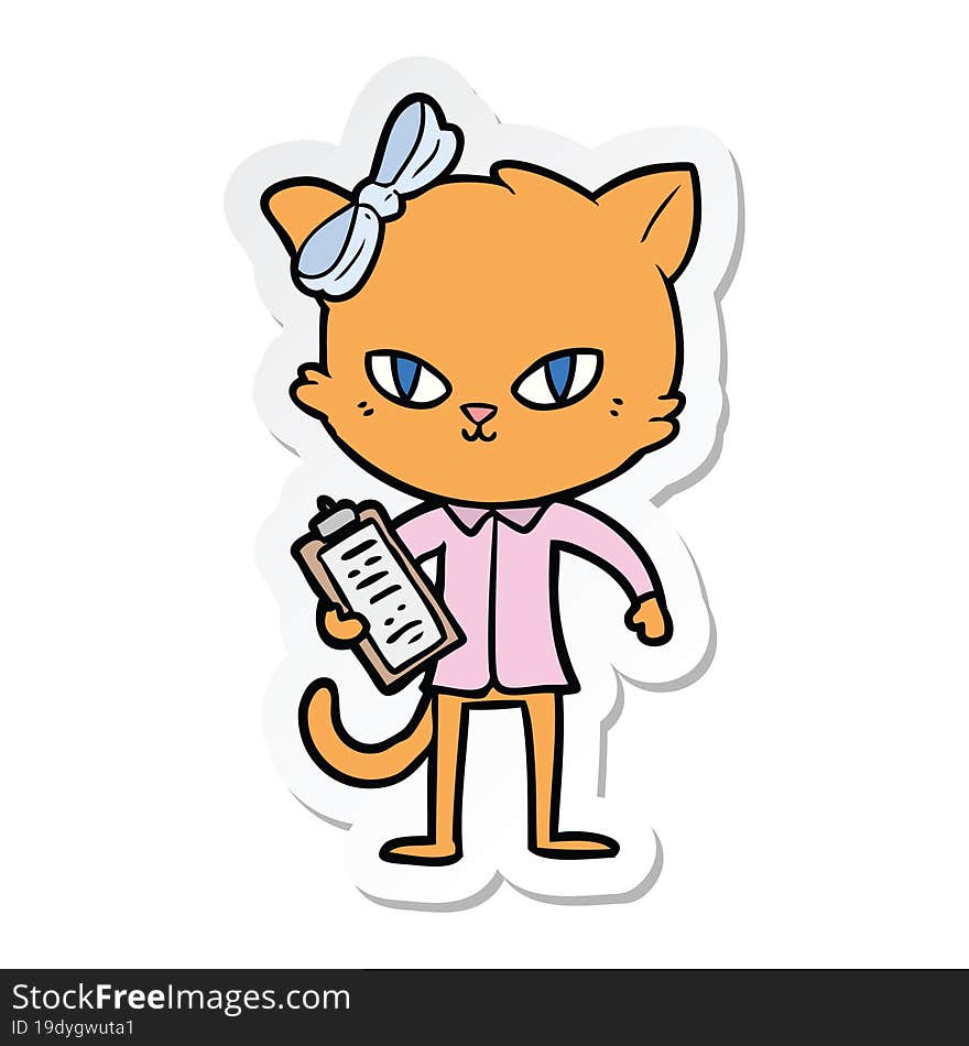 sticker of a cute cartoon cat